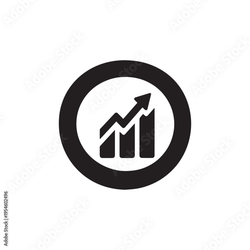 Professional Financial Growth and Analytics Success Icon with Rising Bar Chart Trend.