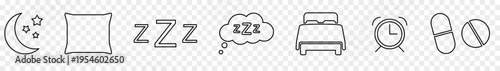 Set of sleep line icons