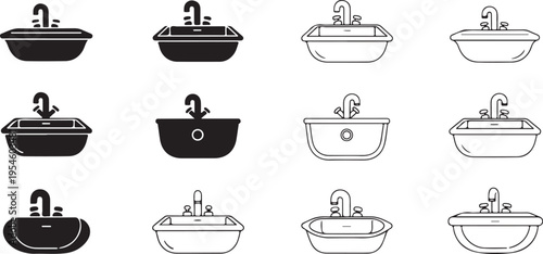 Twelve black and white of toilets and urinals from above bathroom restroom sanitary d