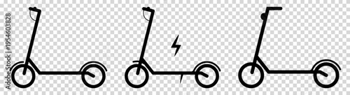 Electric scooter icons set