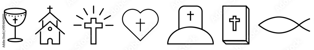 Obraz premium Set of line christian icons
