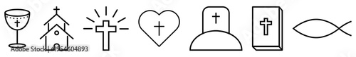 Set of line christian icons
