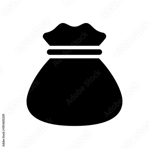 お金袋シルエットアイコン シンプルなマネーバッグ金融シンボル ベクター素材 / Money bag silhouette icon simple finance symbol vector