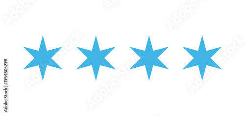 4 blue Stars emblem of Chicago city, Illinois, US. Chicago flag element