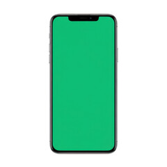 A green smartphone screen with a black border isolated on transparent background. Png