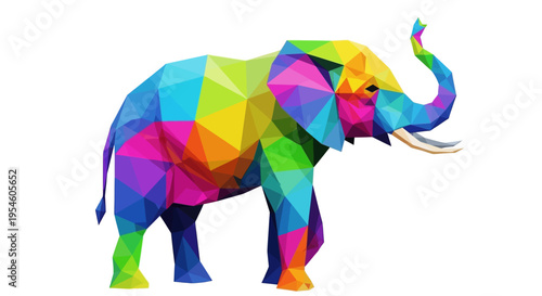 Colorful Polygonal Elephant Graphic Design.