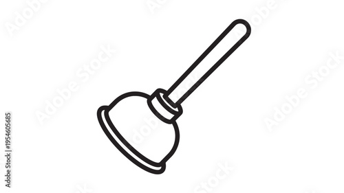 Plunger suction cup cleaning tool with a simple black line icon design on a white background for clear representation.