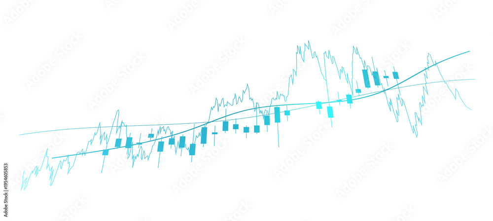 Naklejka premium Financial Stock Market Trading Chart and Business Economy Graph PNG