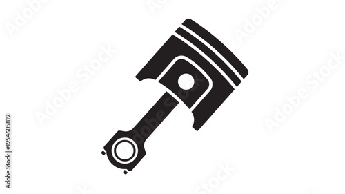 Piston and connecting rod silhouette icon representing automotive engine components and mechanical engineering for internal combustion engines.