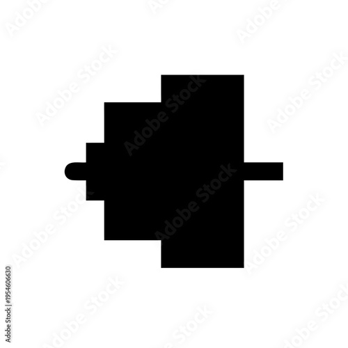 Minimal Circuit Breaker Motor Silhouette, Industrial Electric Motor Icon, Simple Circuit Breaker Design, Motor Electrical Equipment Silhouette, Clean Minimal Electric Component Illustration