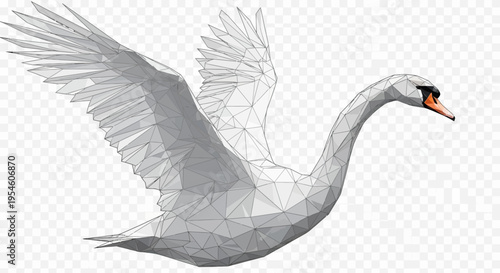 Flying White Swan Bird Alone.