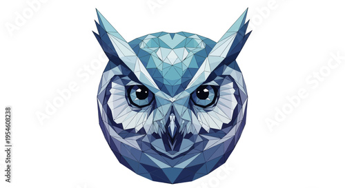 Owl Face Closeup Blue Colors.