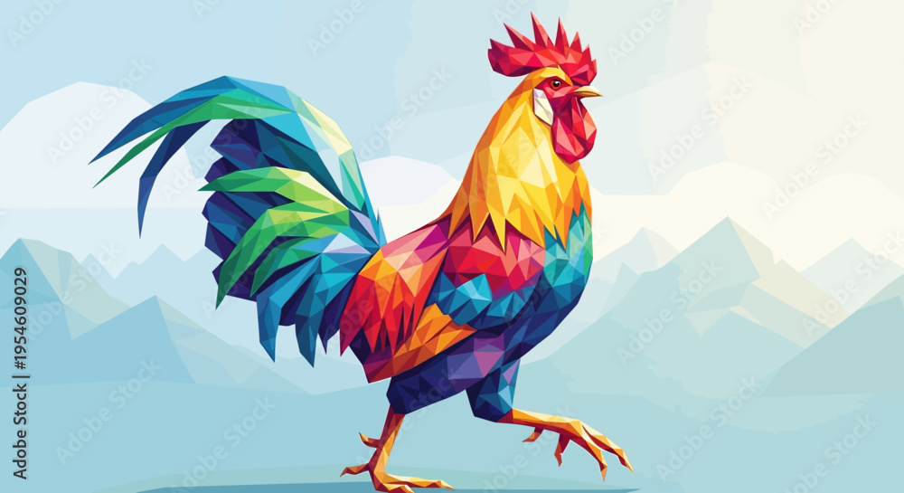 Fototapeta premium Vibrant Rooster in Full Color Display 1.