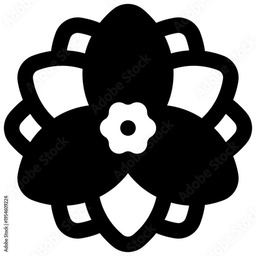 Delphinium. Outlined stroke vector icon with black-filled details.