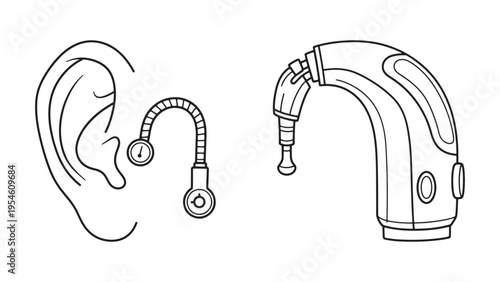 Hearing Aid Device Illustration Representing Audiology Technology Healthcare Accessibility Innovation And Medical Equipment Market Growth