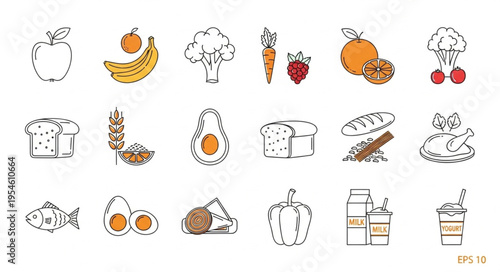 Assortment of various healthy food items, including fruits and vegetables, for a balanced diet.
