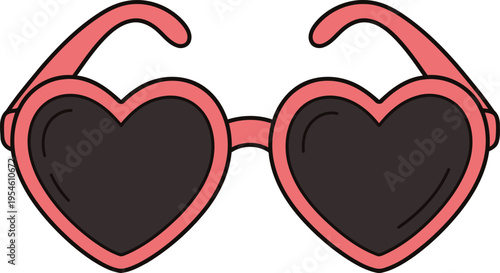 Heart Sunglasses Vector Illustration, Cartoon Love Shape Glasses Clipart Design, Summer Fashion Accessory Collection.