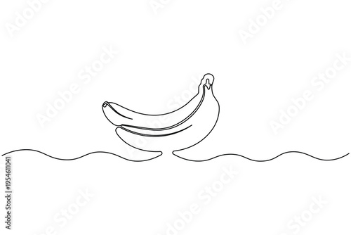 Banana fruit continuous line minimalist design outline vector illustration
