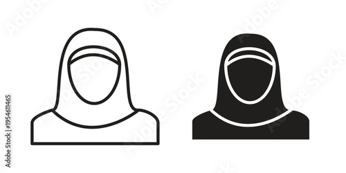 Arab woman icon in line design. editable stroke icon vector. EPS10