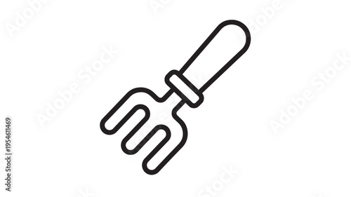 Hand trowel gardening tool with a simple outline design, perfect for garden icons and illustrations.