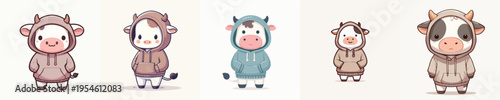 cute cow vector wearing a hoodie