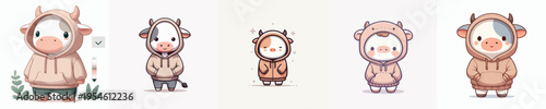 cute cow vector wearing a hoodie
