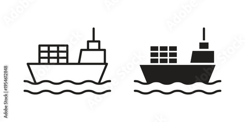 Cargo ship icon in line design. editable stroke icon vector. EPS10