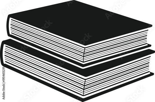 Stack of two thick books with blank covers for education and library concept illustration isolated on transparent background for academic design art