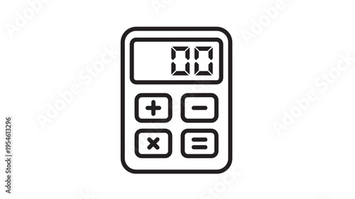 Calculator icon with basic arithmetic operations and digital display showing zeros, representing mathematical calculations and accounting.