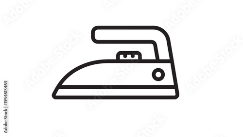Iron icon with a simple black outline on a white background, representing household appliances for clothes care and ironing.