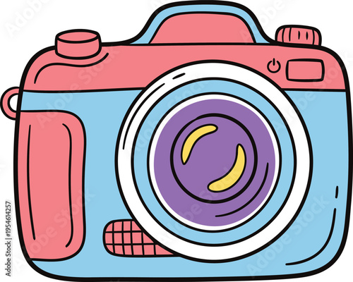 Camera Vector Illustration, Cute Cartoon Photo Camera Clipart Design, Photography Equipment Collection.