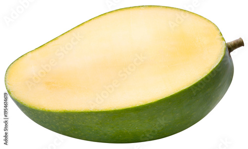 Sliced  mango isolated on white background, Fresh Green mango fruits on white background with clipping path.PNG File.
