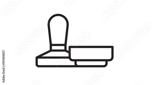 Coffee tamper icon with a wide base and a rounded handle, representing barista tool for espresso preparation.