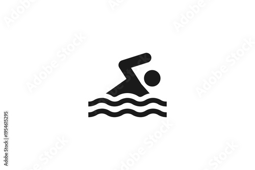Professional swimmer athlete swimming in water icon