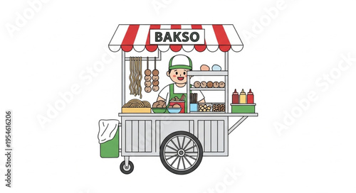 Street vendor selling food from a colorful cart in 4k ultra hd for commercial use with original content