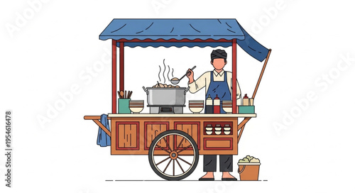 Street vendor selling food from cart in 4k video, ultra hd, original content for commercial use