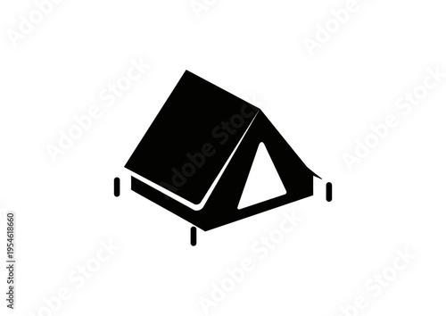 Camping Tent Silhouette with Pegs - Outdoor Shelter and Wilderness Adventure Concept
