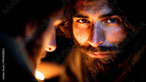 Jesus speaks to the Apostle Peter at the Last Supper.