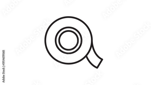 Tape dispenser icon with simple clean outline design, isolated on a white background, perfect for graphic applications.