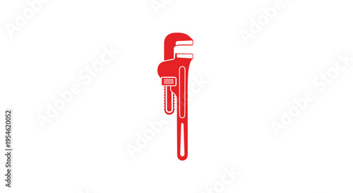 A single red pipe wrench with an adjustable jaw is positioned vertically on a plain white background.