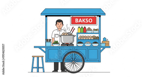 Indonesian Bakso Cart - A Culinary Delight and Street Food Icon.