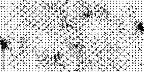 Rough Grunge Gritty Vector Halftone Pattern Dots with Transparent Background Distressed Spilled Ink Overlay Design