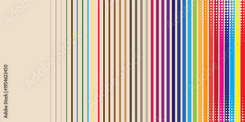 Abstract retro 70s background vector. Colorful vintage 1970 grunge stylish wallpaper with lines, stripes shapes. Illustration design suitable for poster, banner, decorative, wall art.