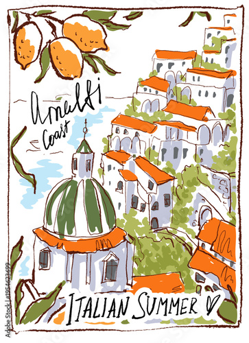 Summer Amalfi coast print