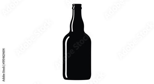A dark simple illustration of a classic beer bottle silhouette