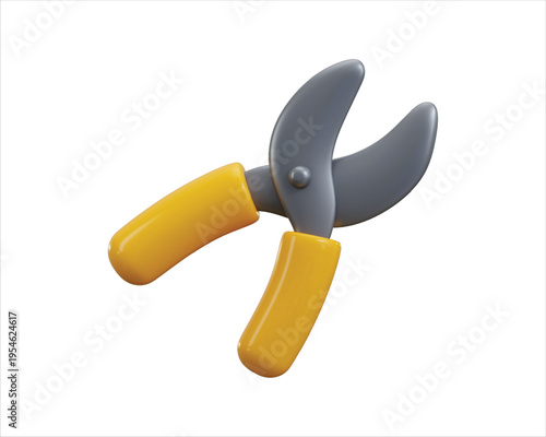 Garden pruning shears icon 3d render concept of Garden pruning tools for agricultural, trees or plant shears icon vector illustration
