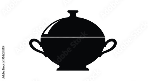 Black soup tureen with handles a striking graphic silhouette