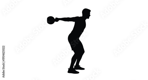 Man performing kettlebell exercise in a dynamic pose silhouette