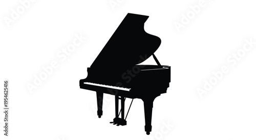 Elegant grand piano against a white background a striking silhouette