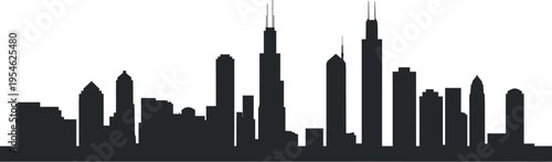 Atlanta city skyline silhouette with Midtown and Downtown skyscrapers urban architecture modern black vector illustration isolated on white background